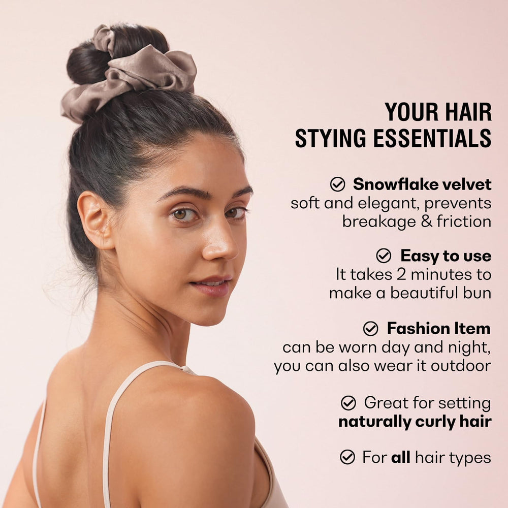 BLINKEEN olive-green heatless curling scrunchie shown for comfortable overnight styling
