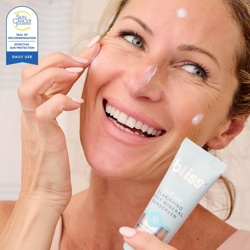 Bliss Block Star cica icon conveys soothing comfort for irritated skin.