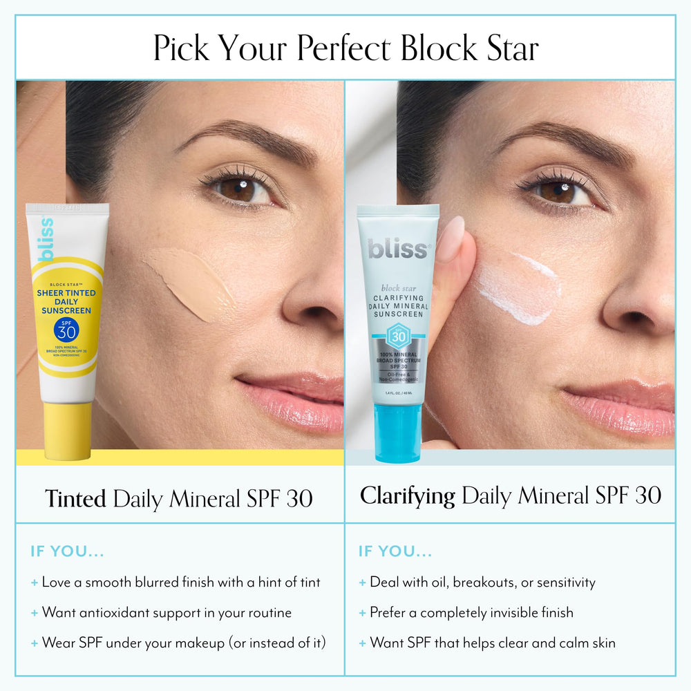 Bliss Block Star texture demonstration shows blendable formula under makeup.