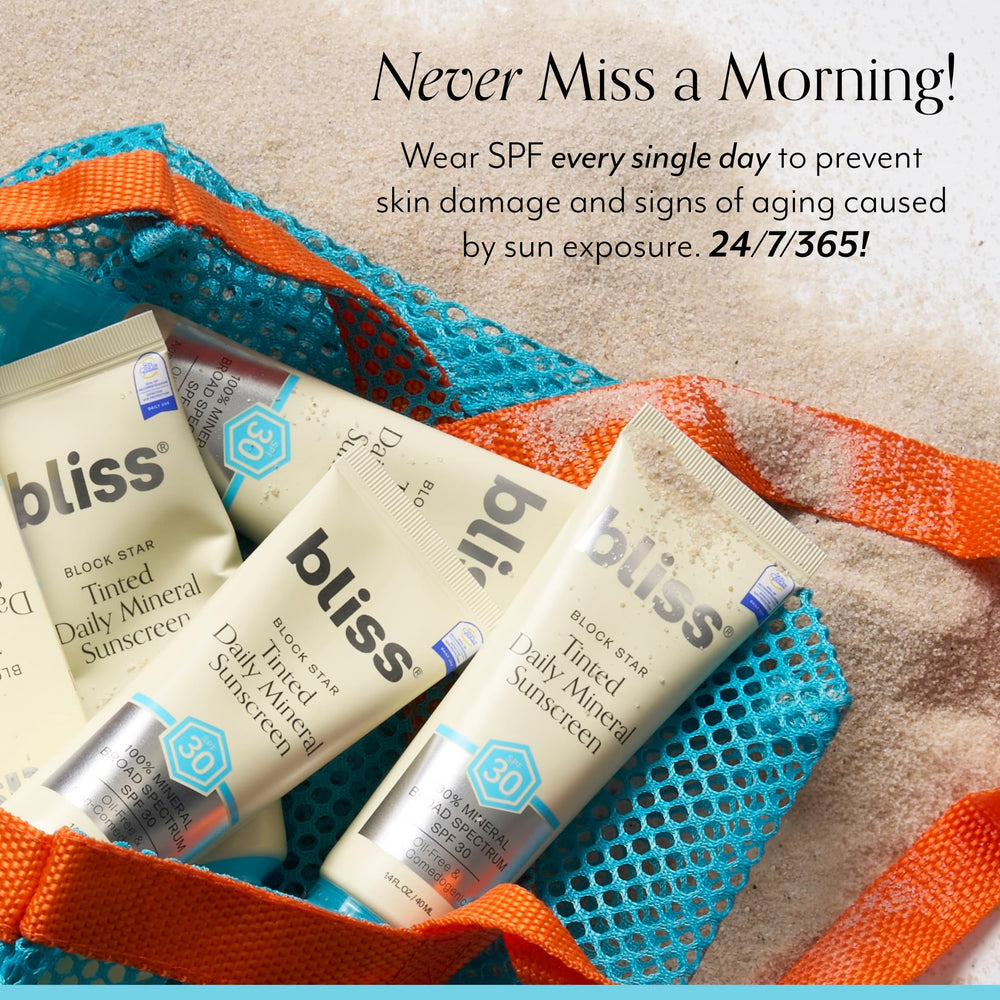 Bliss Block Star lavender scented sunscreen bottle for daily wear