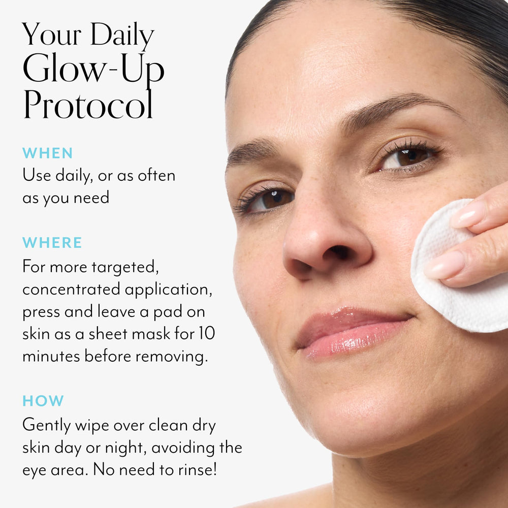 Bliss Bright Idea peptide-enriched pad supports smoother skin texture.