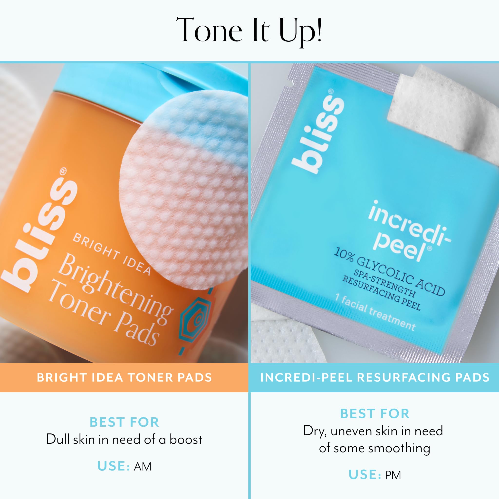 Applying Bliss Bright Idea pad for daily skin prep and glow.