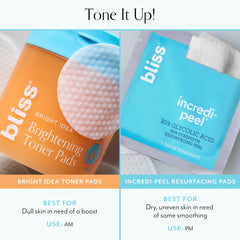 Applying Bliss Bright Idea pad for daily skin prep and glow.