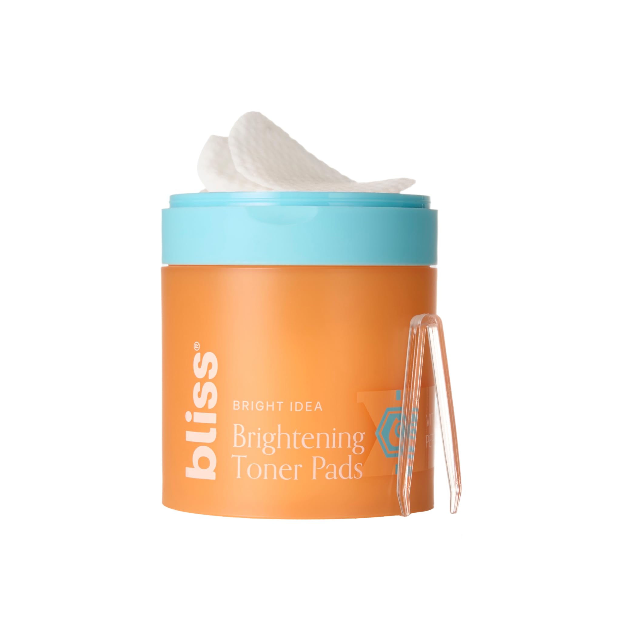 Holding Bliss Bright Idea toner pad in travel-friendly pack.