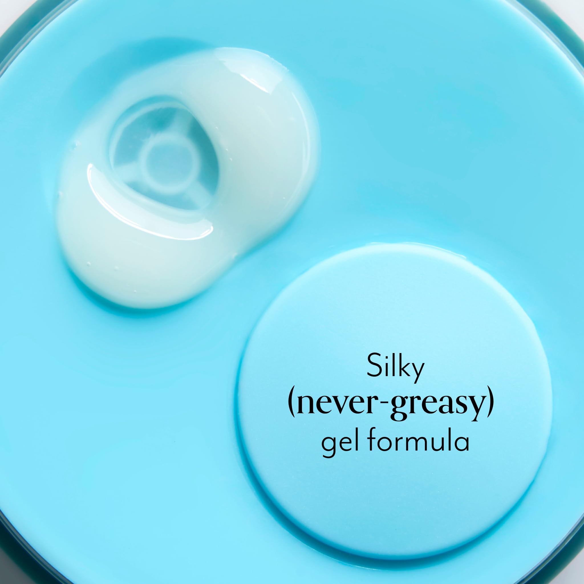 Bliss clarifying gel application swirl captures quick-absorb gel on skin.