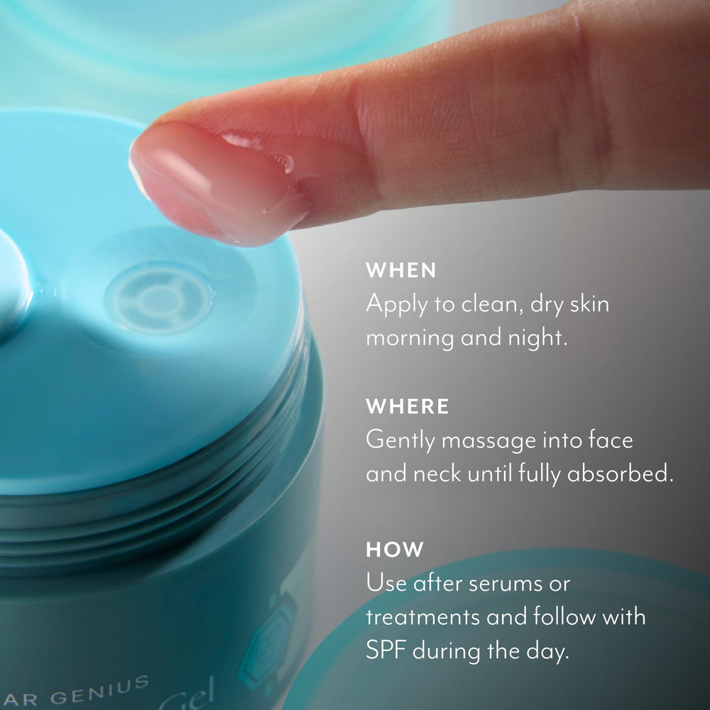 Bliss clarifying gel with witch hazel close-up suggests soothing, purifying effects.