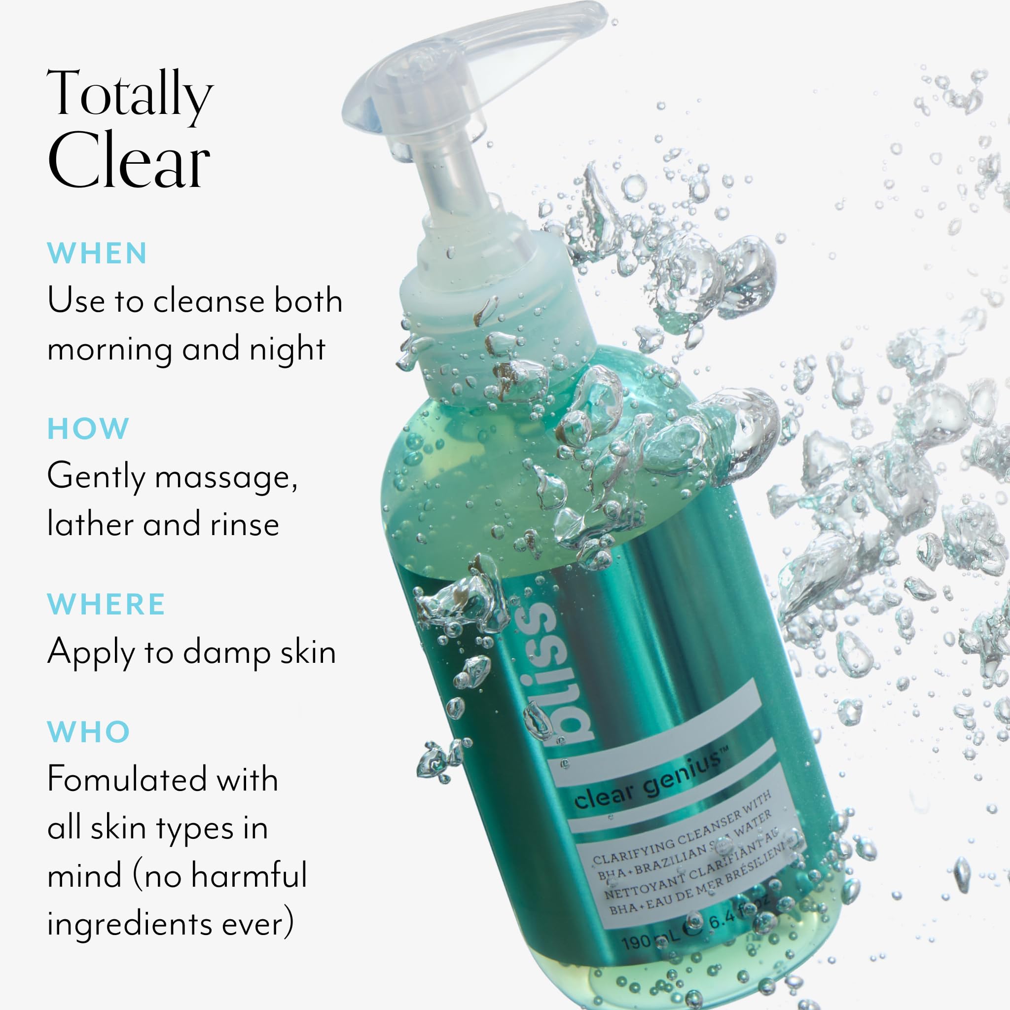 Bliss Clear Genius gel cleanser fits into daily routine for a fresh look all day