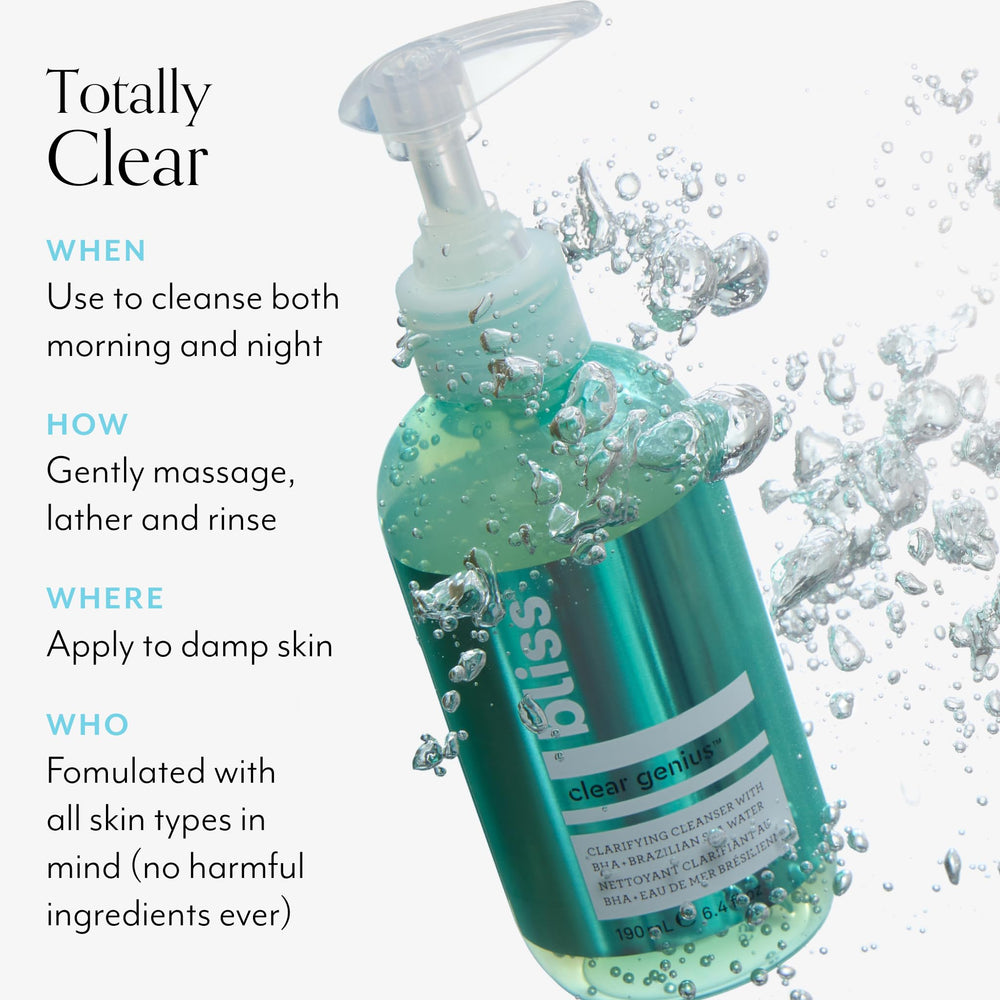 Bliss Clear Genius gel cleanser fits into daily routine for a fresh look all day