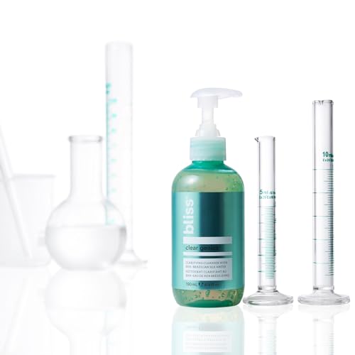 Bliss Clear Genius cleanser on the face after-use illustration shows refreshed complexion