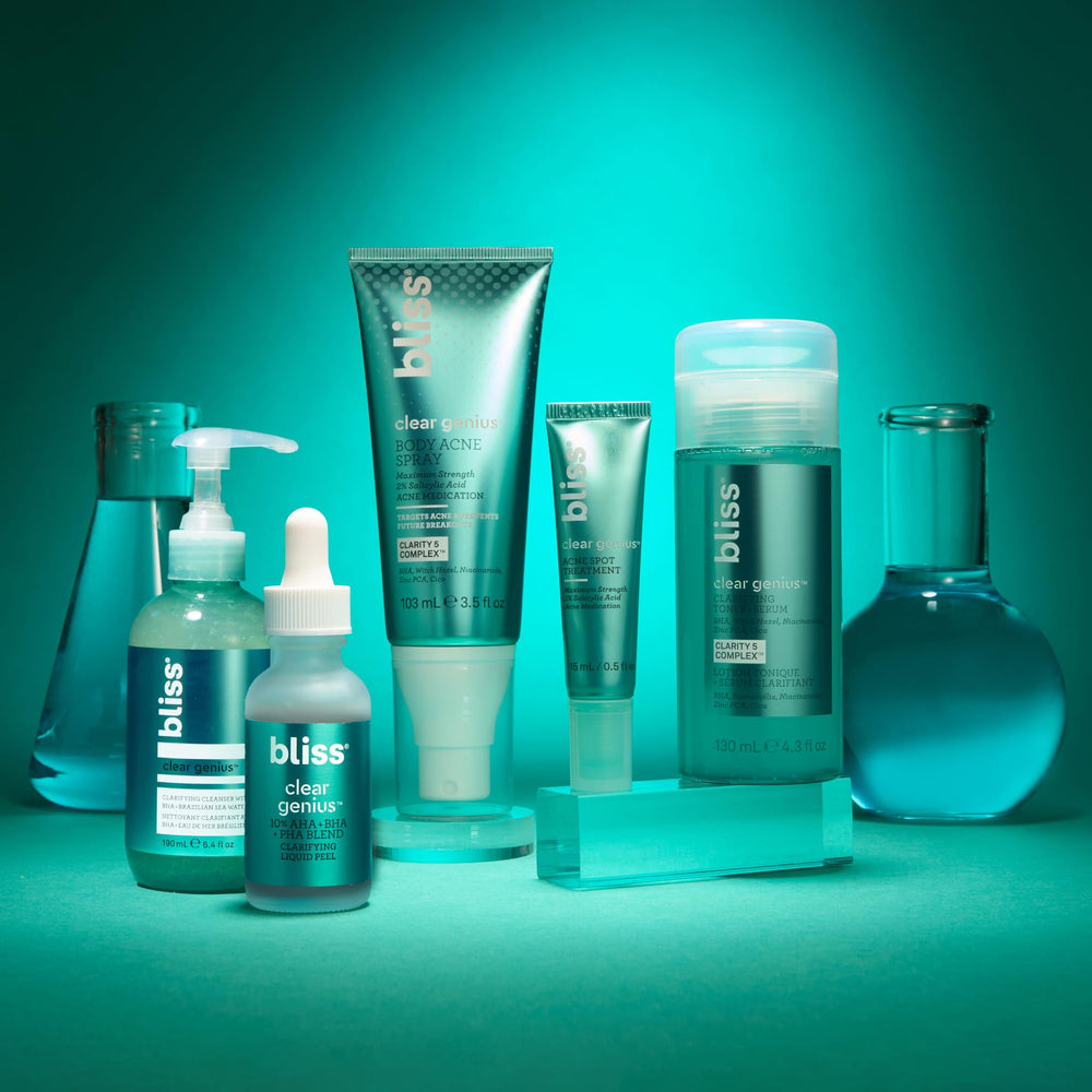 Bliss Clear Genius cleanser helps clarify pores and balance oil on congested skin