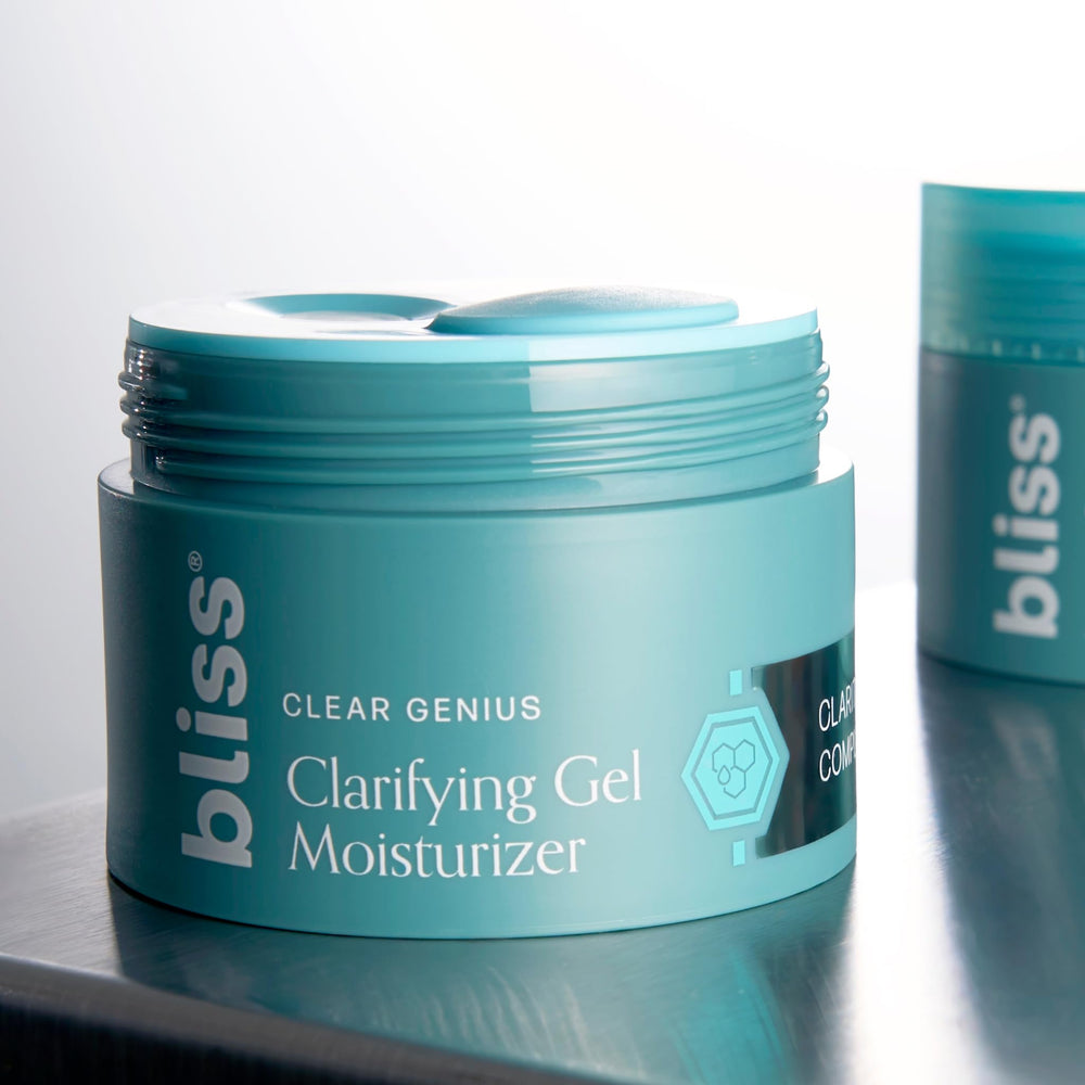 Bliss Clear Genius gel texture close-up reveals a light, fast-absorbing finish.