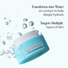 Bliss Drench & Quench texture close-up shows instant absorption for makeup prep.
