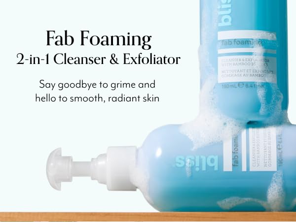Bliss Fab Foaming cleanser pump dispenser offers easy daily use