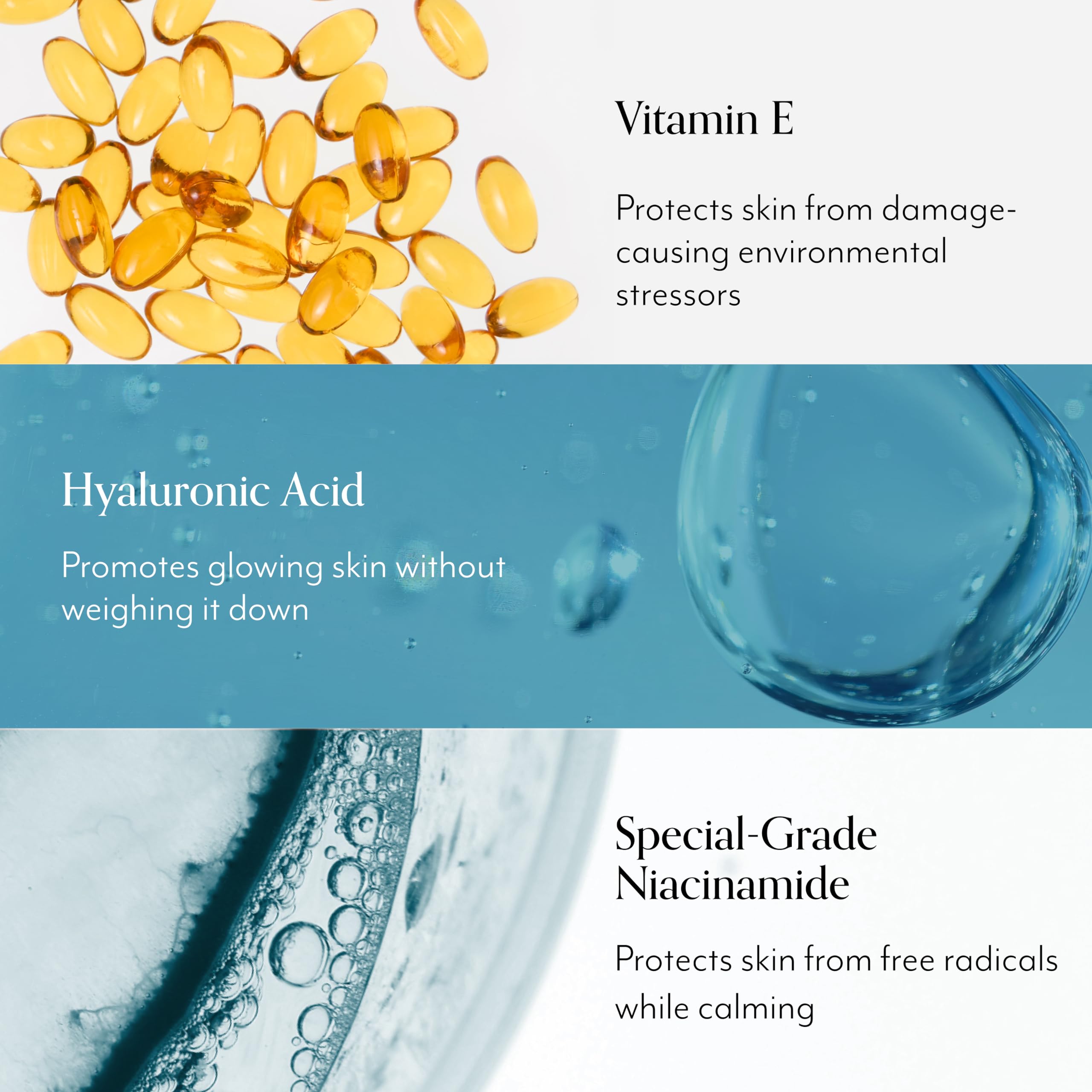 Bliss Glow & Hydrate Serum on skin suggests breathable, daytime hydration.
