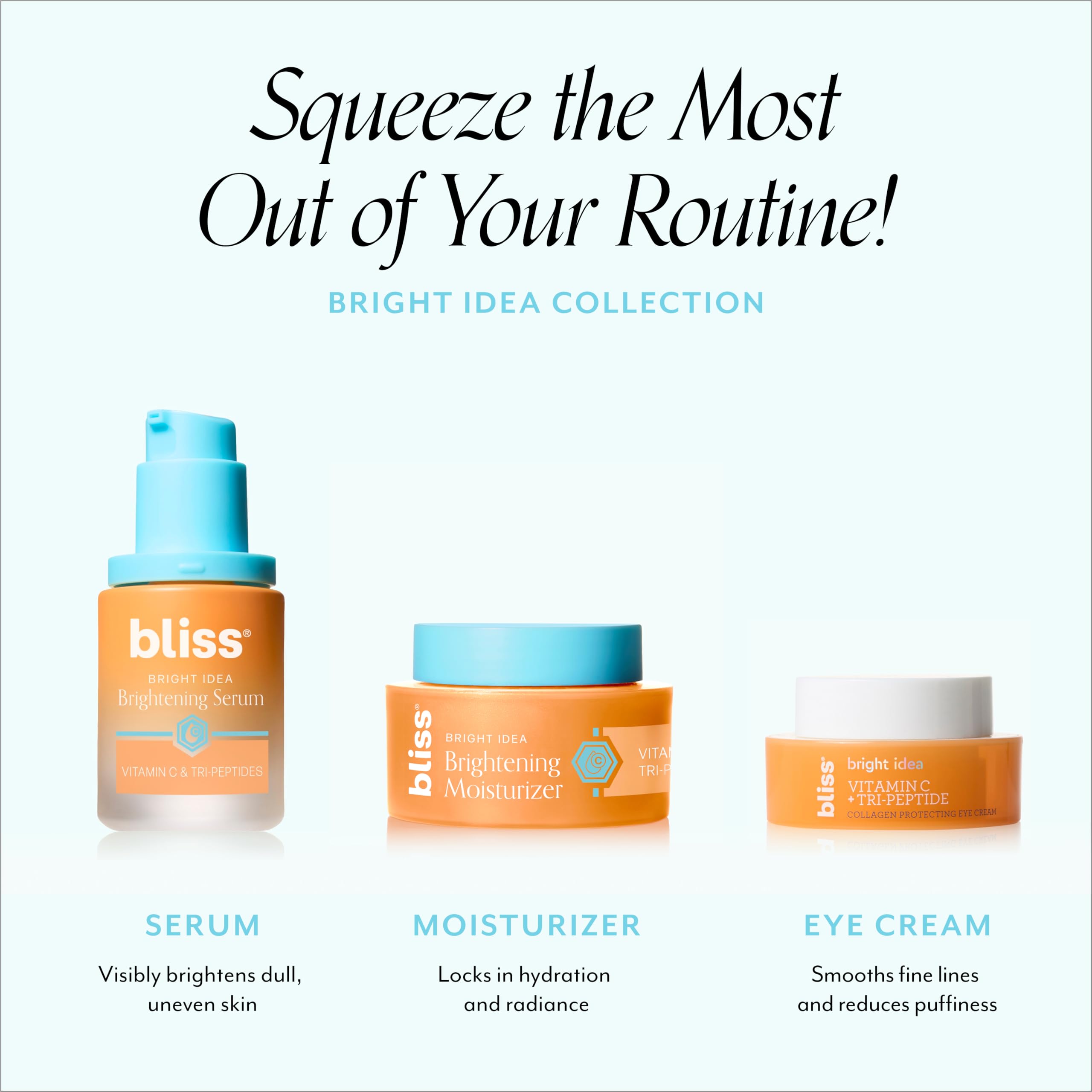 Bliss Vitamin C serum with green tea extract provides antioxidant support.