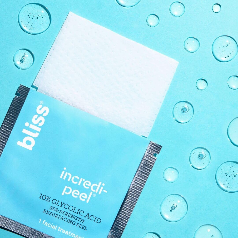 Bliss Incredi-Peel label highlights vegan and cruelty-free status.