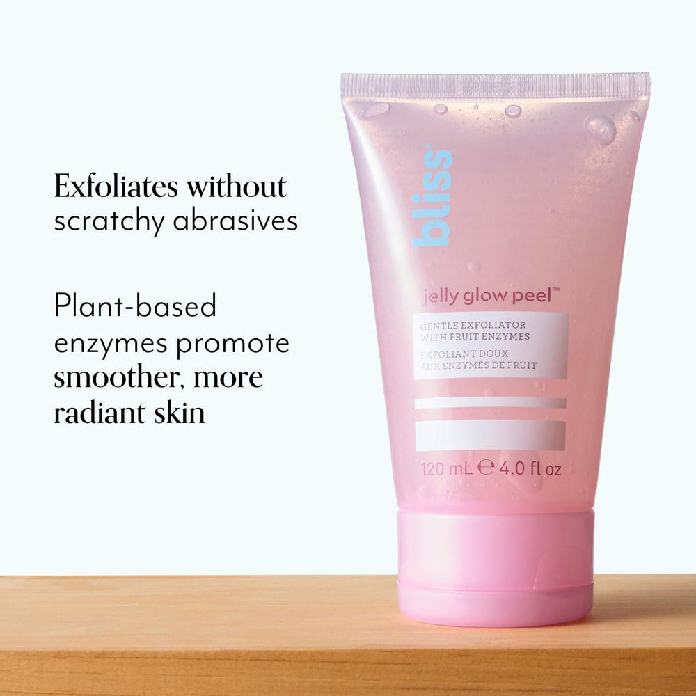 Bliss Jelly Glow Peel on clean face promises hydrated, refreshed skin