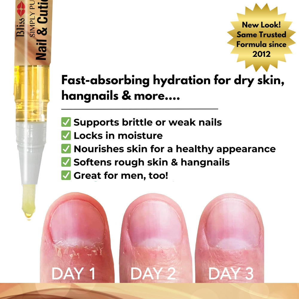 Bliss Kiss vanilla nail oil pen pack shot signaling simple 4-pack.