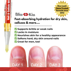 Bliss Kiss Nail Oil Pen with vitamin E and jojoba nourishing flexible nails