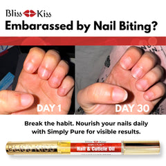 Bliss Kiss Simply Pure Nail Oil Pen in action applying to nails and cuticles
