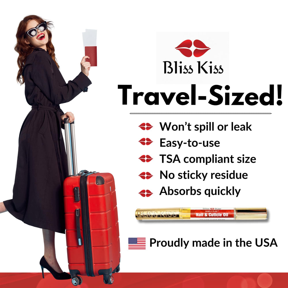 Bliss Kiss Travel friendly nail care pen fits in purse for touch ups