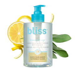 Bliss Lemon & Sage hand wash bottle for refreshing cleanse with spa-like aroma.