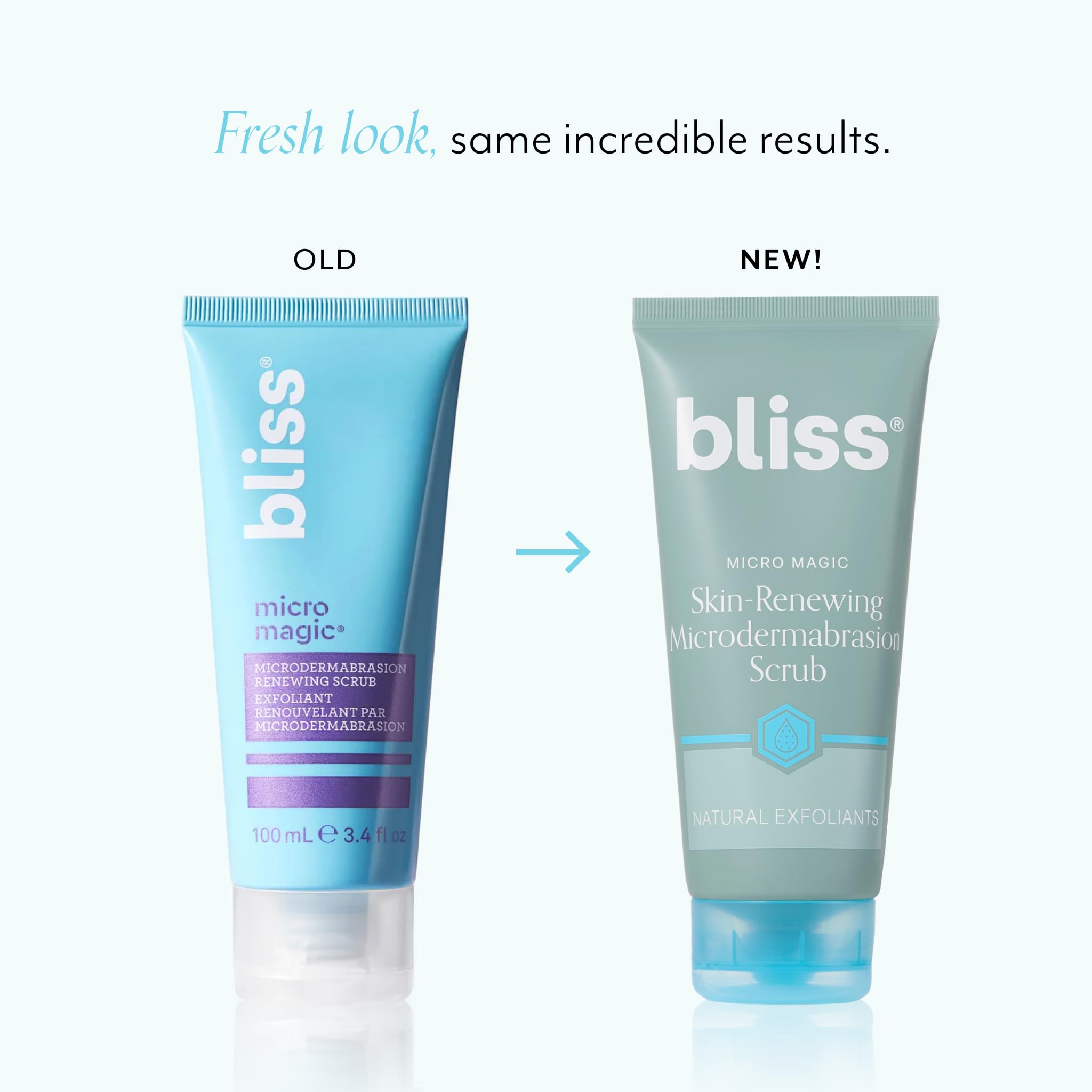 Bliss Micro Magic Scrub texture close-up highlights natural pumice exfoliation for smoother skin