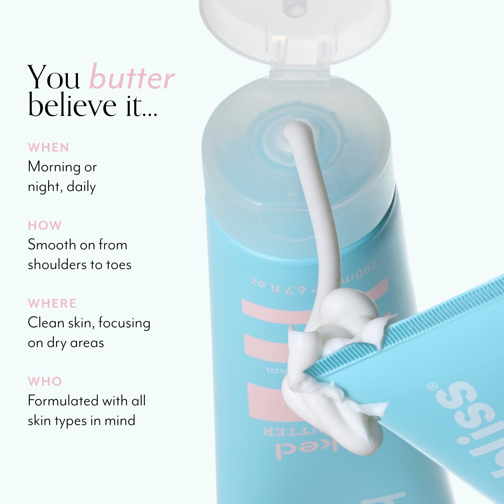 Bliss Naked Body Butter fragrance-free formula supports sensitive skin routines.