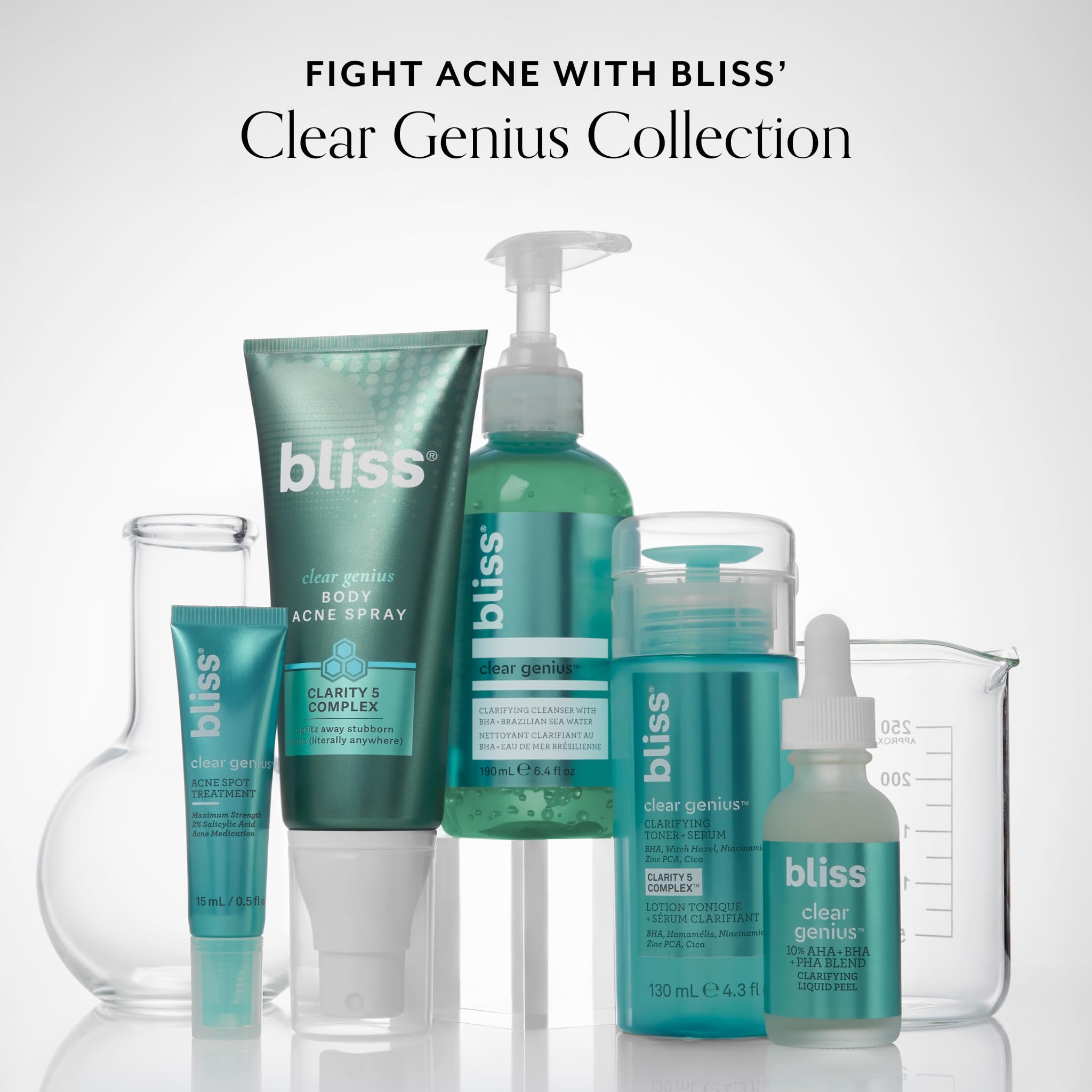 Nighttime skincare routine setup featuring Bliss Clear Genius