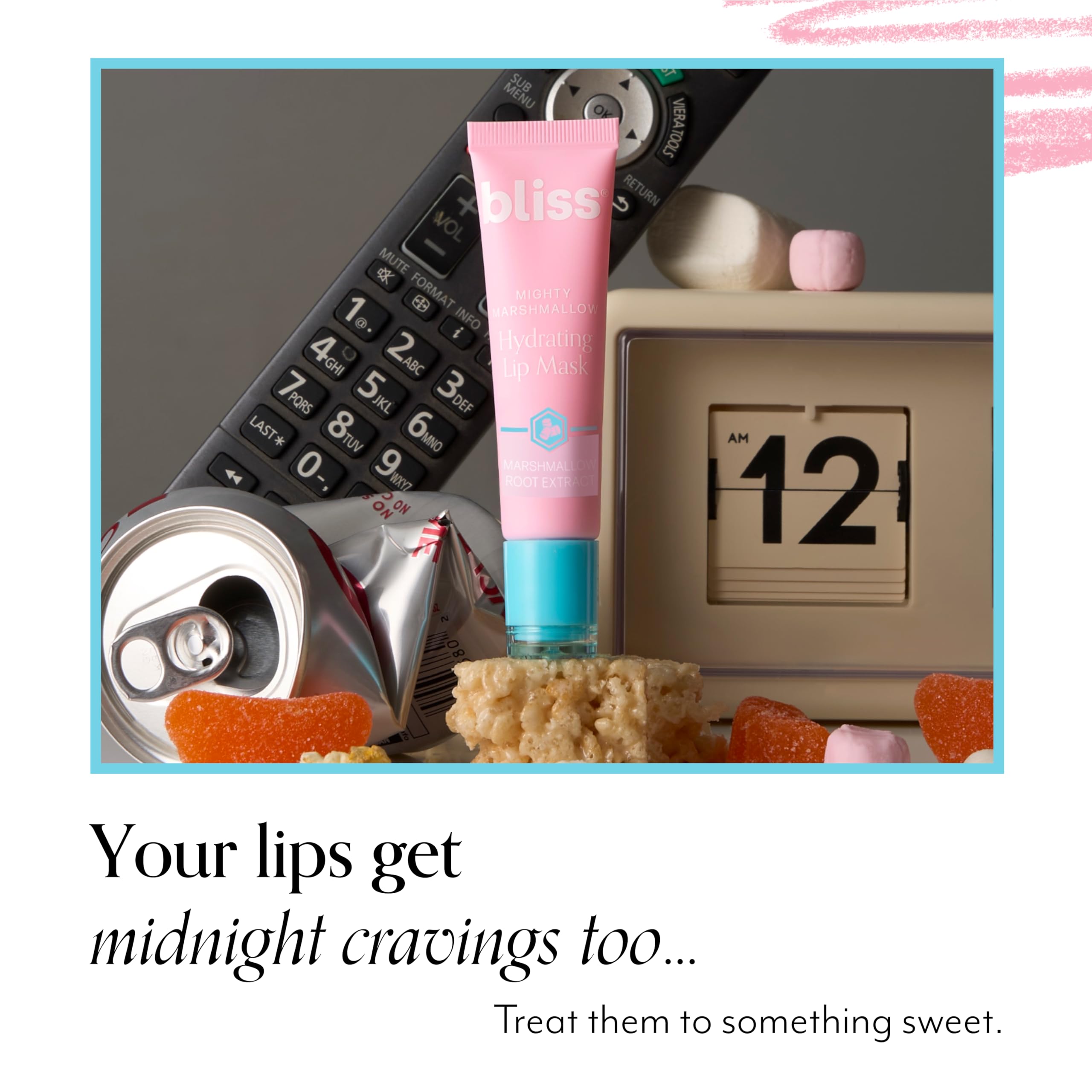 Bliss Mighty Marshmallow Lip Mask packaging close-up for premium presentation.