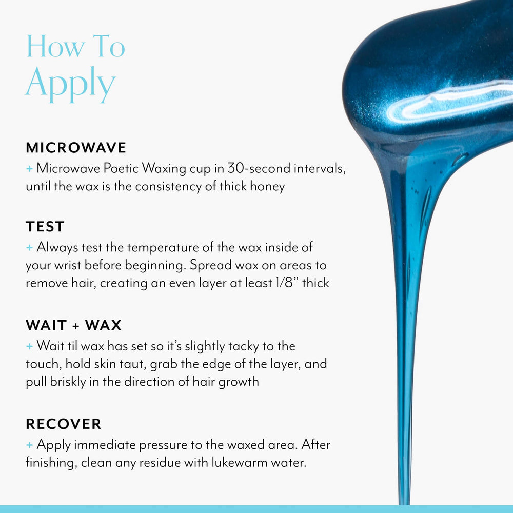 Bliss Poetic Waxing Kit natural ingredient blend showcases rosin and beeswax.