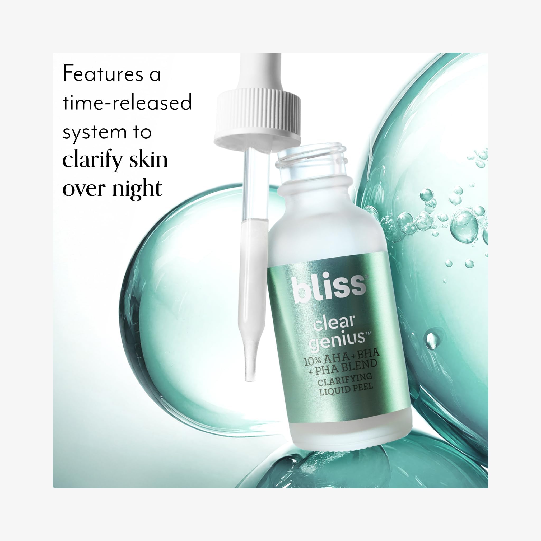 Applying Bliss Clear Genius to reveal clearer pores during routine
