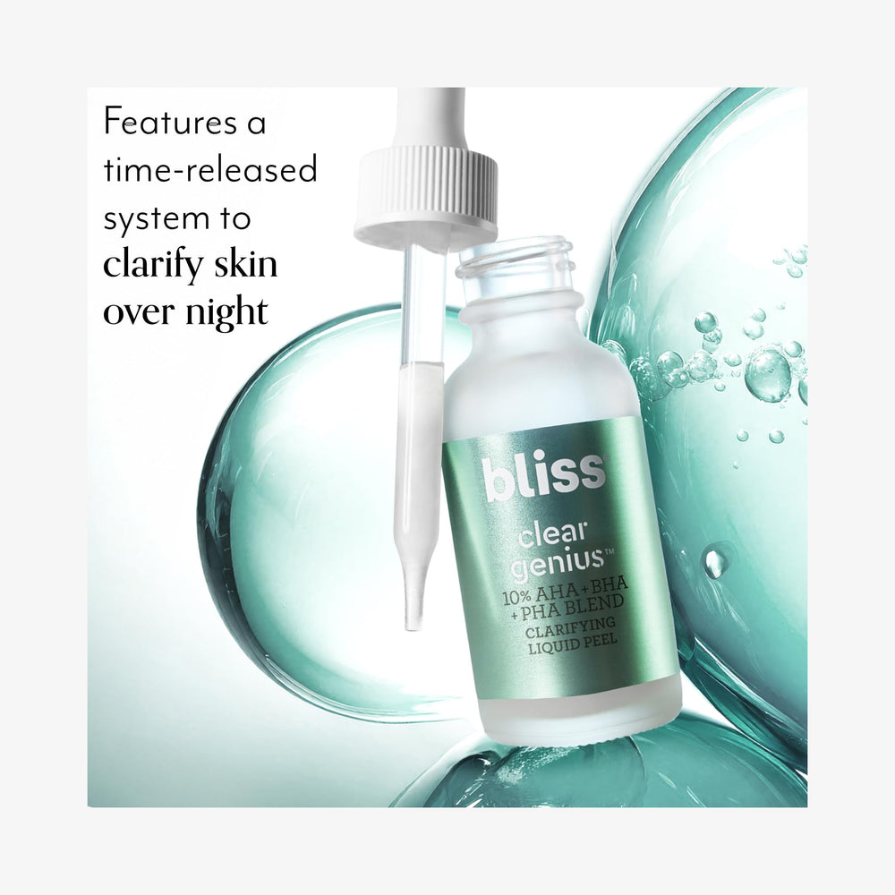 Applying Bliss Clear Genius to reveal clearer pores during routine
