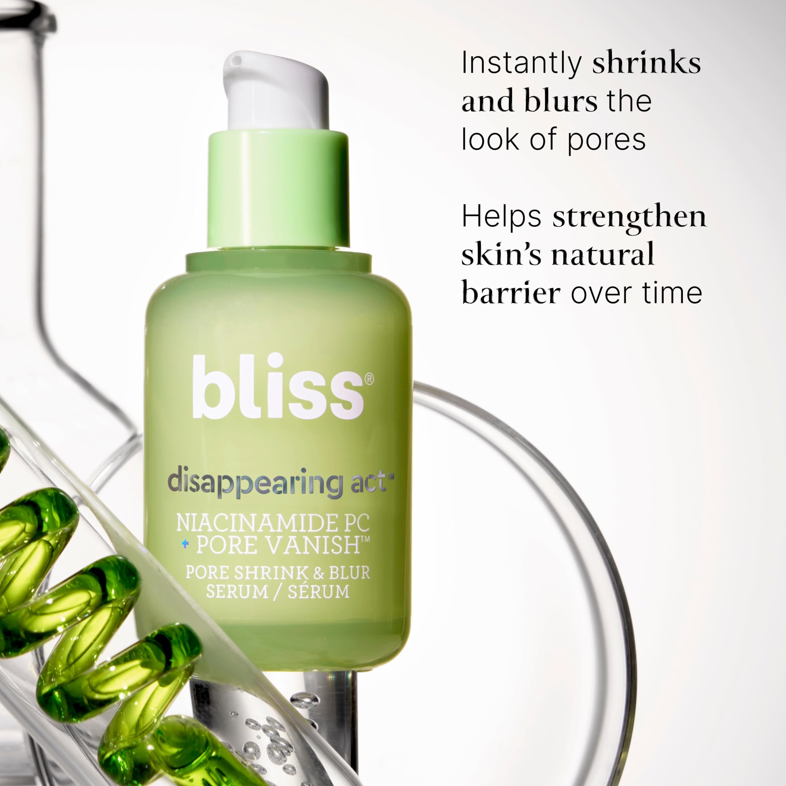 Bliss Pore Vanish Complex diagram illustrates pore-blurring action.