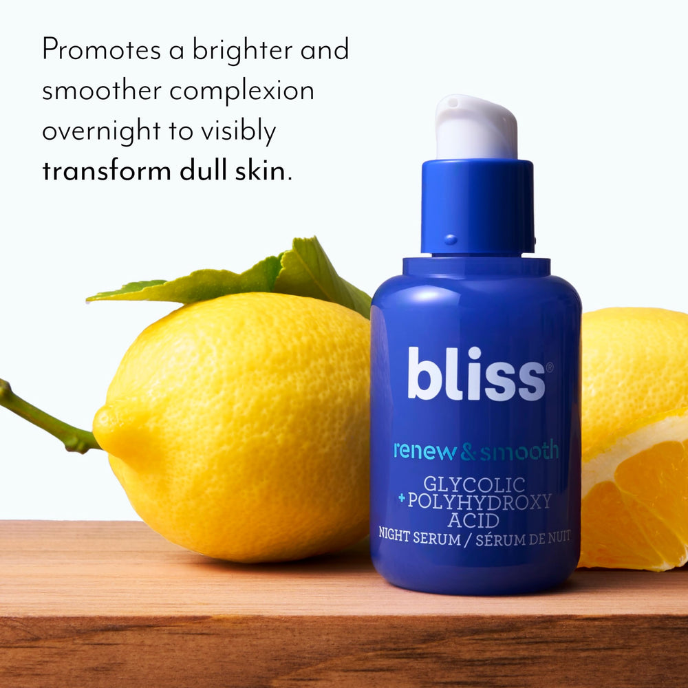 Bliss Renew & Smooth ingredients label with glycolic and PHAs