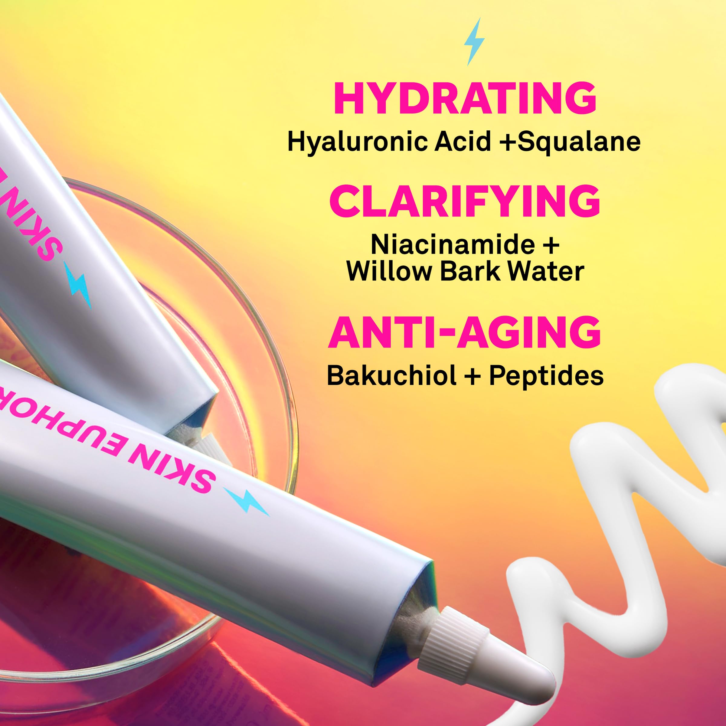 Bliss Skin Euphoria serum in morning routine setup for layering under moisturizer