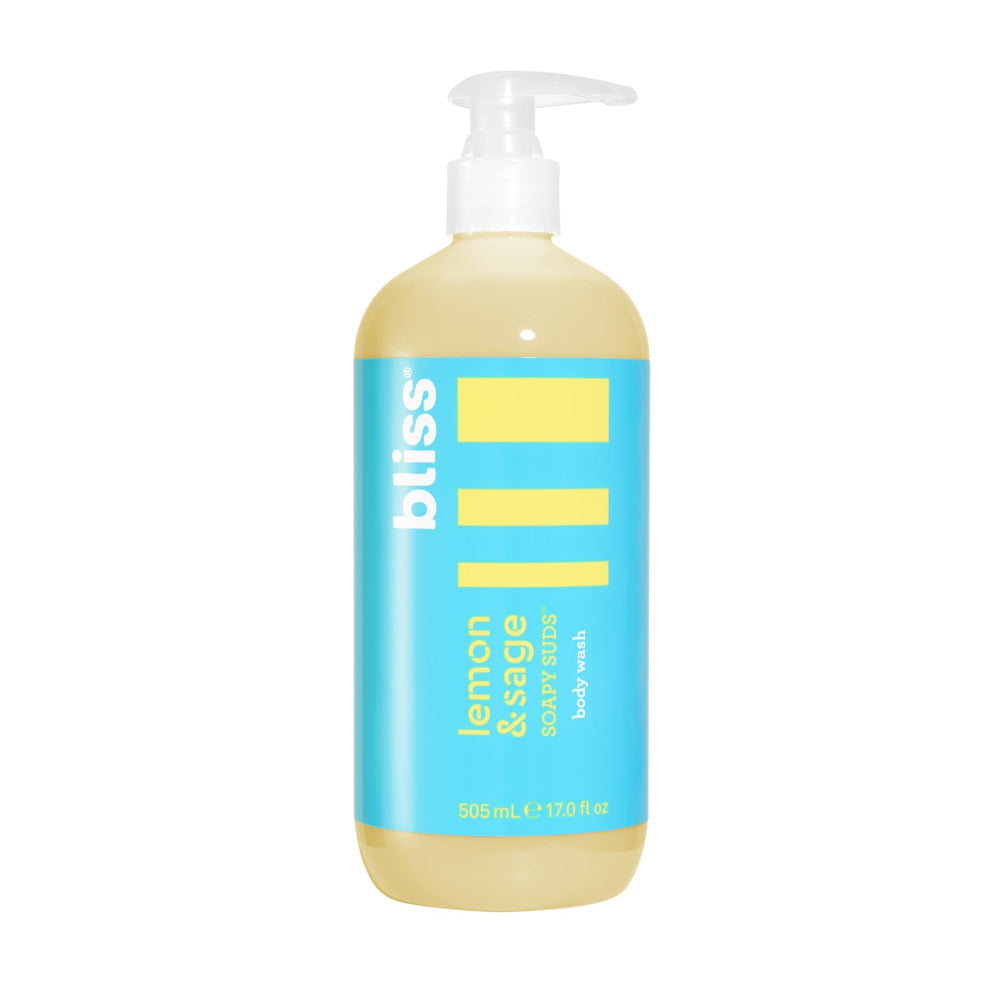 Bliss Soapy Suds Lemon & Sage bottle with refreshing citrus scent for showers