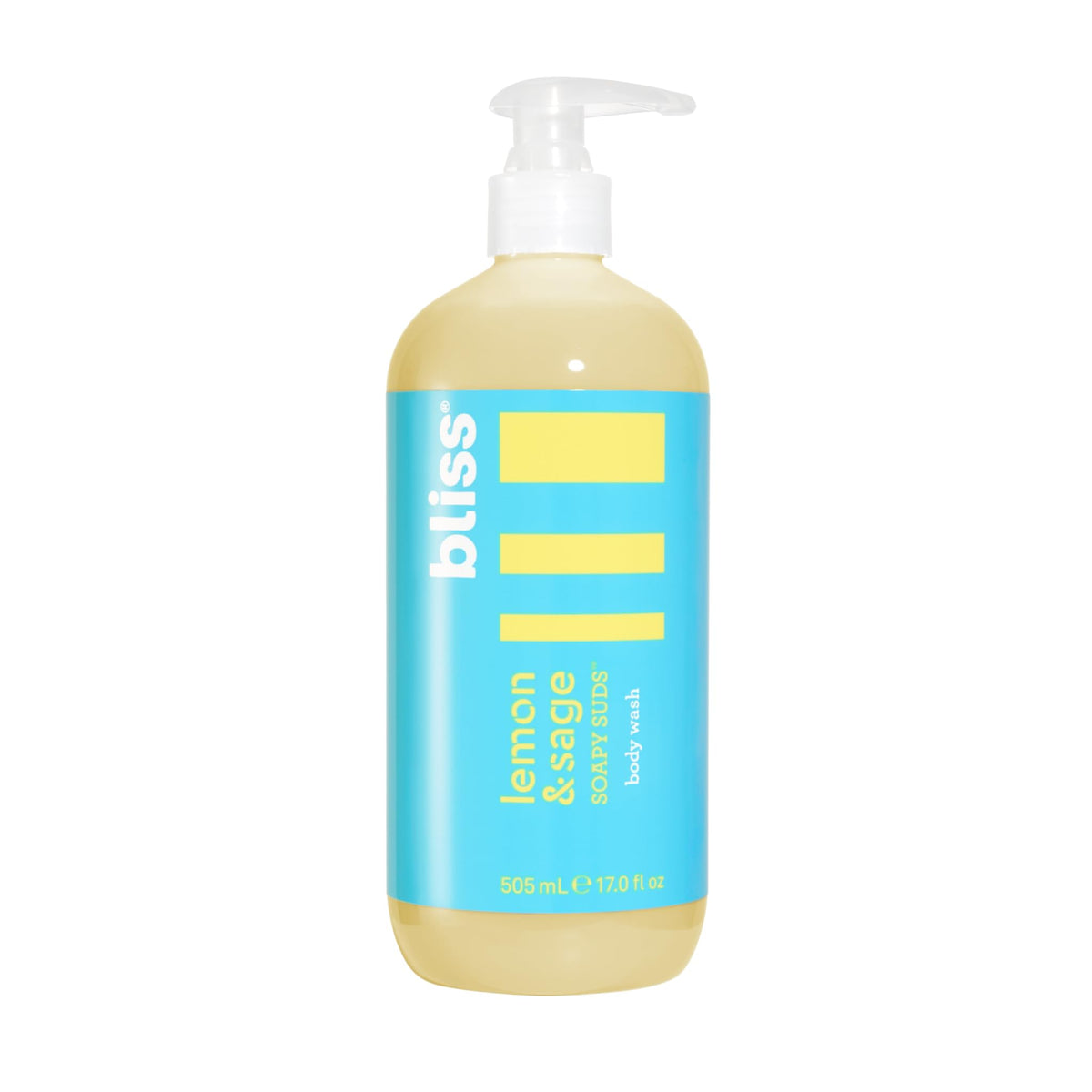 Bliss Soapy Suds Lemon & Sage bottle with refreshing citrus scent for showers
