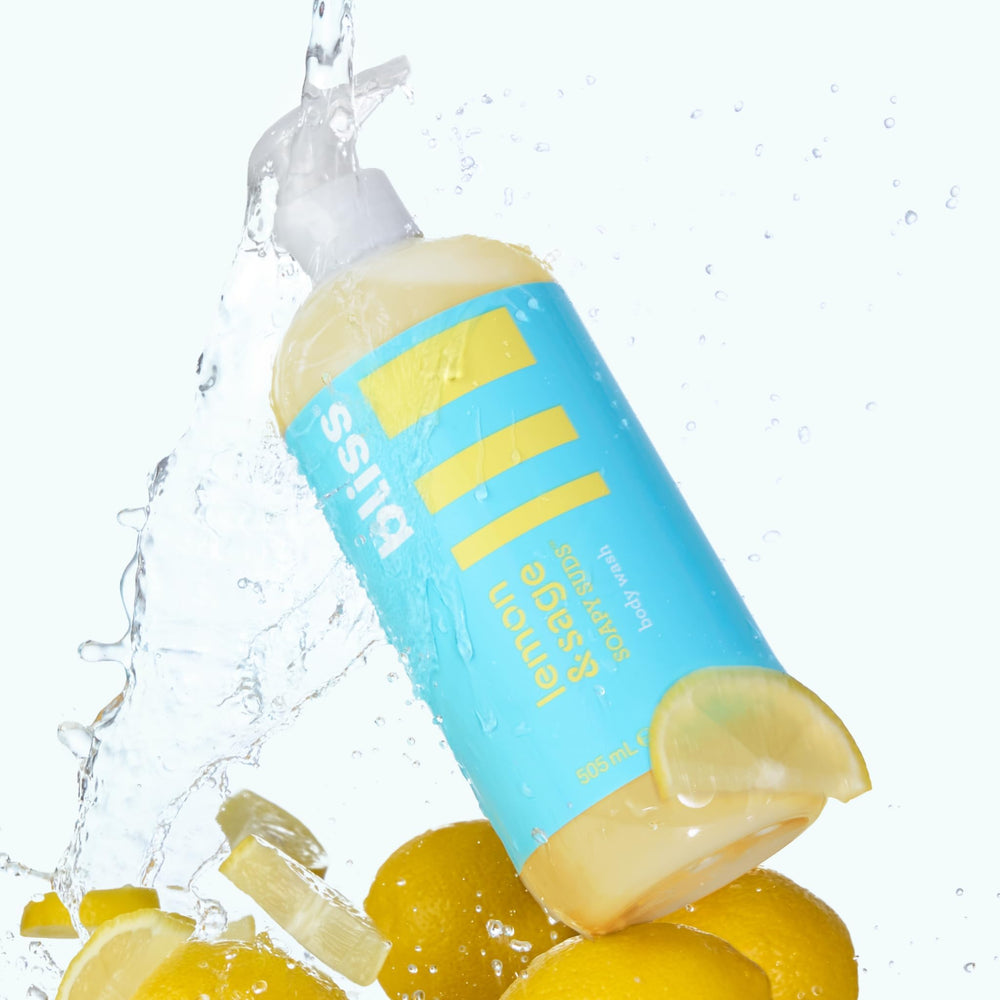 Shower scene featuring Bliss Soapy Suds for daily, gentle cleansing
