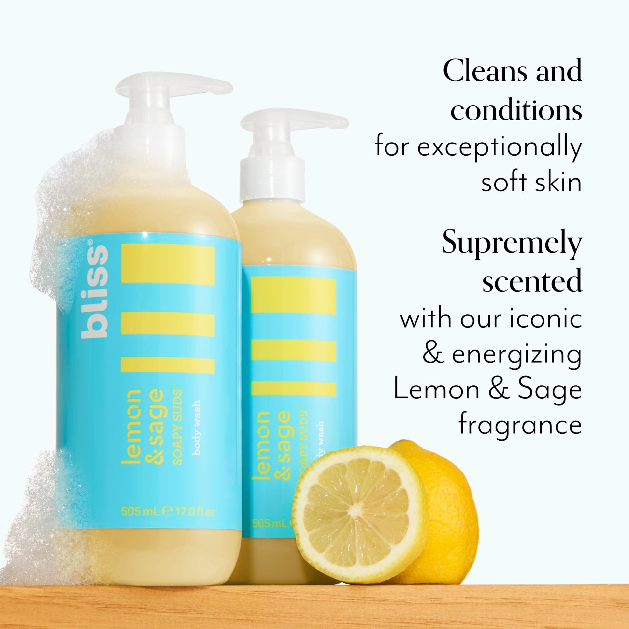 Bliss Soapy Suds lather close-up showing silky foam and citrus aroma
