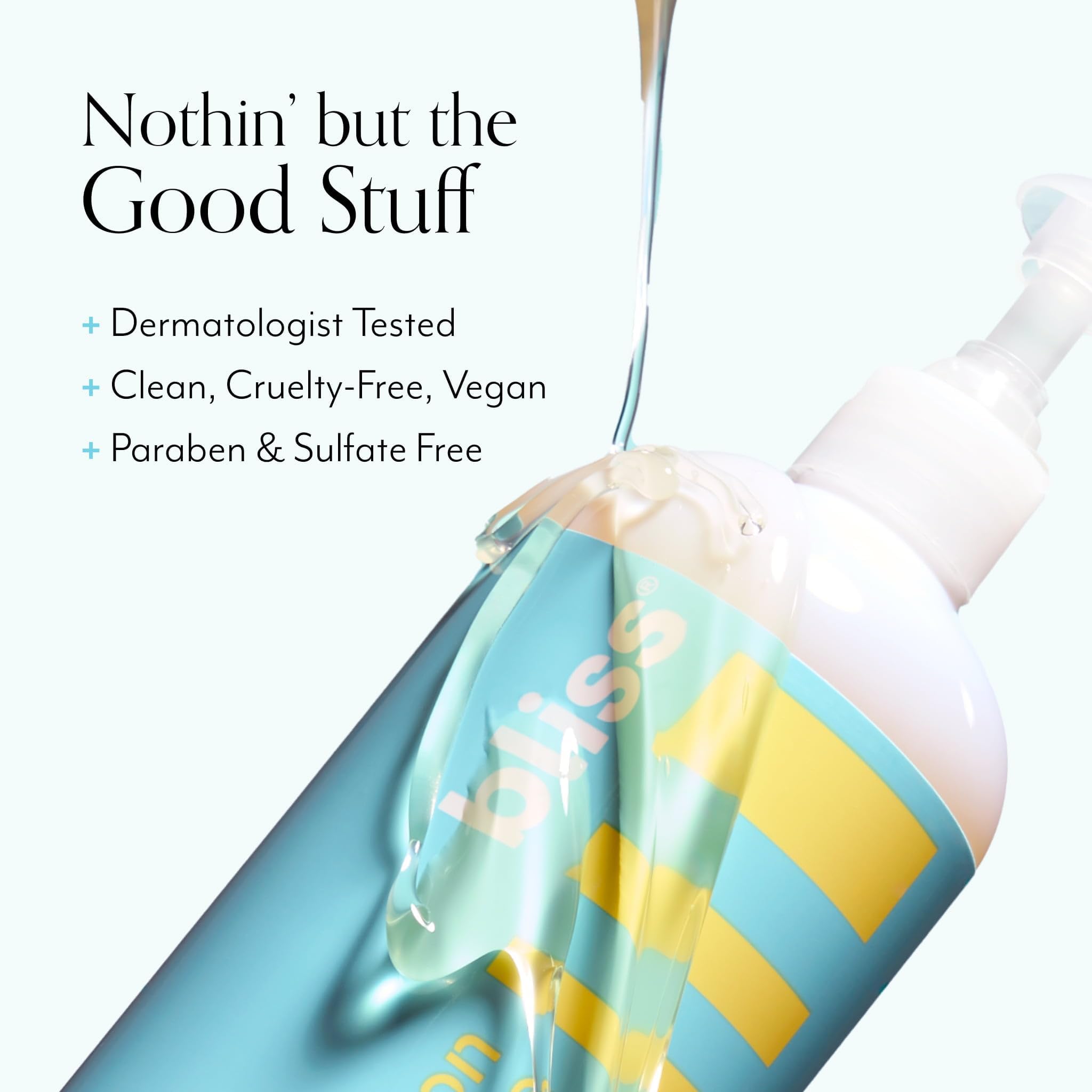 Bliss Soapy Suds pump-dispense bottle captured for easy daily use