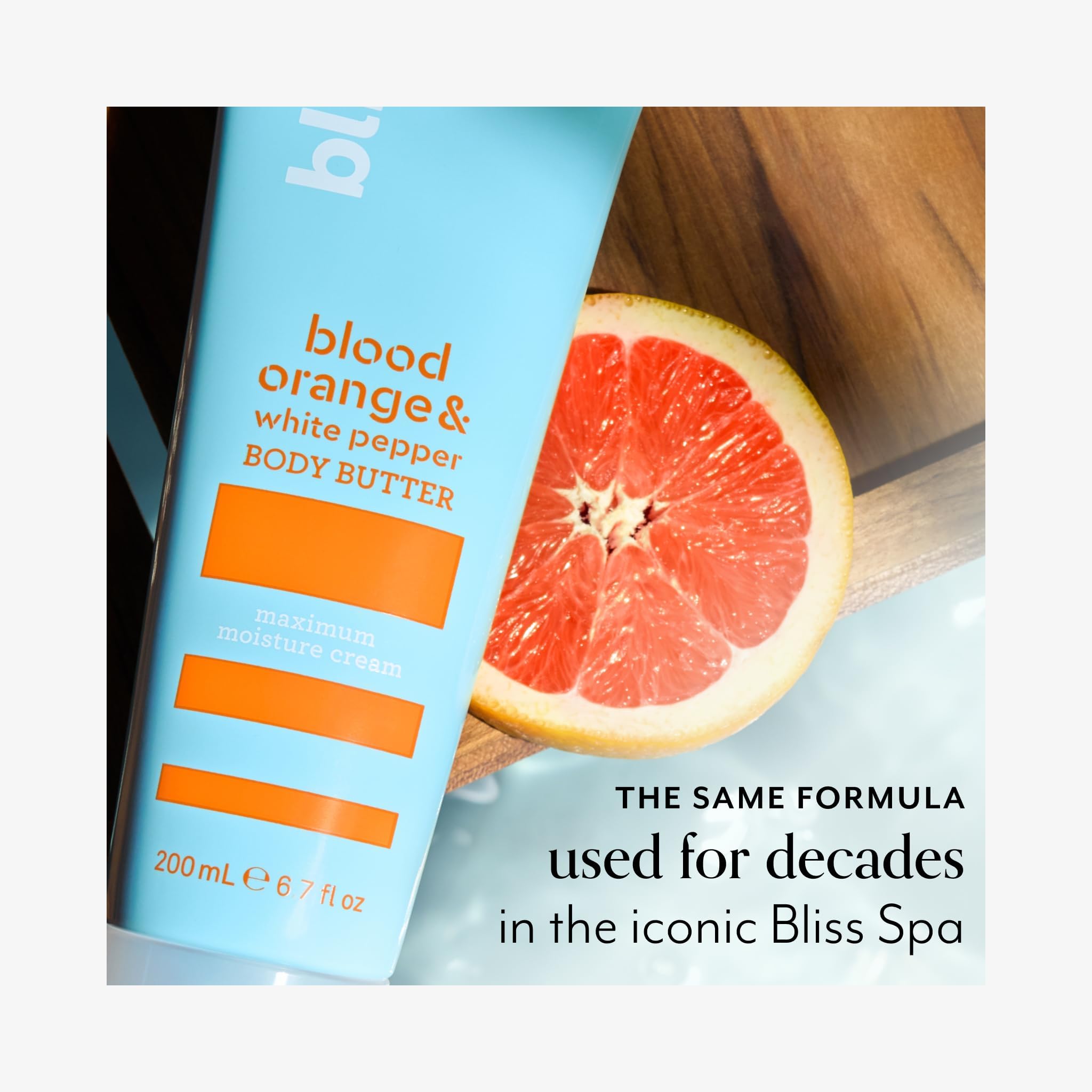 Bliss Spa-inspired formula bottle signals premium long-lasting moisturizer