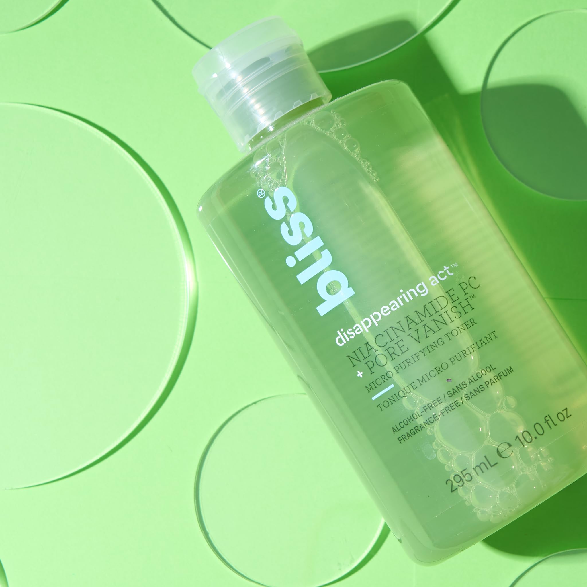 Bliss Toner vegan cruelty-free icon communicates an ethical skincare choice.