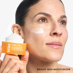 Bliss Vitamin C Tri-Peptide Brightening Moisturizer texture swatch, creamy hydration and quick absorption.