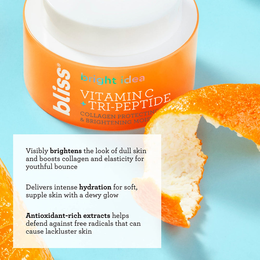 Bliss Vitamin C Tri-Peptide Brightening Moisturizer can be used morning and night.