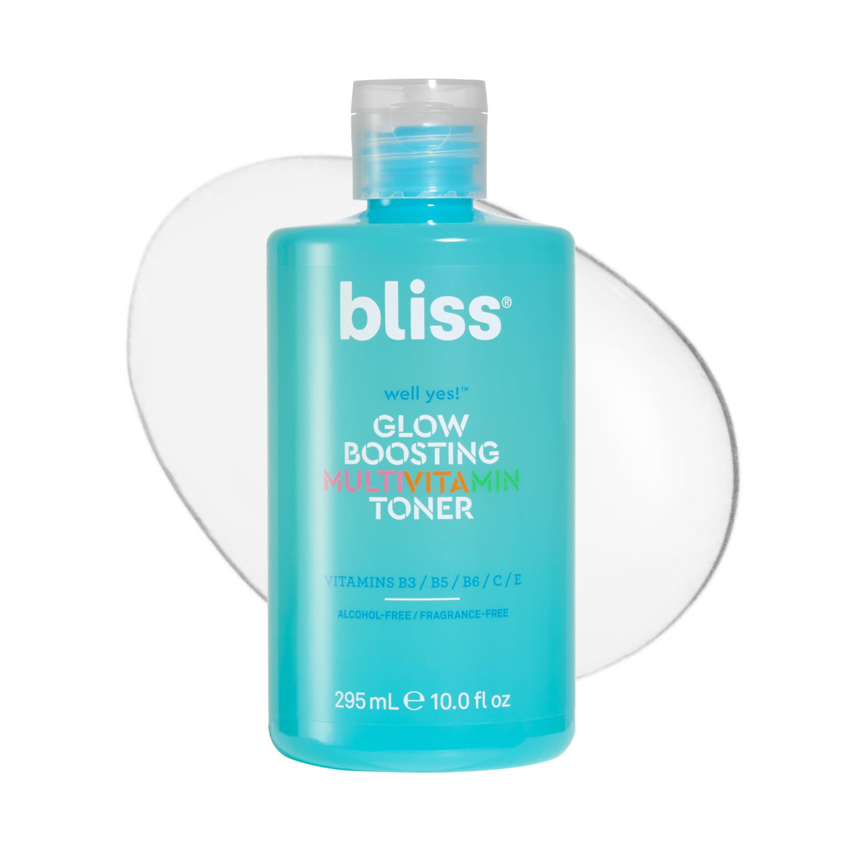 Bliss Well Yes Toner bottle close-up highlighting hydrating glow.