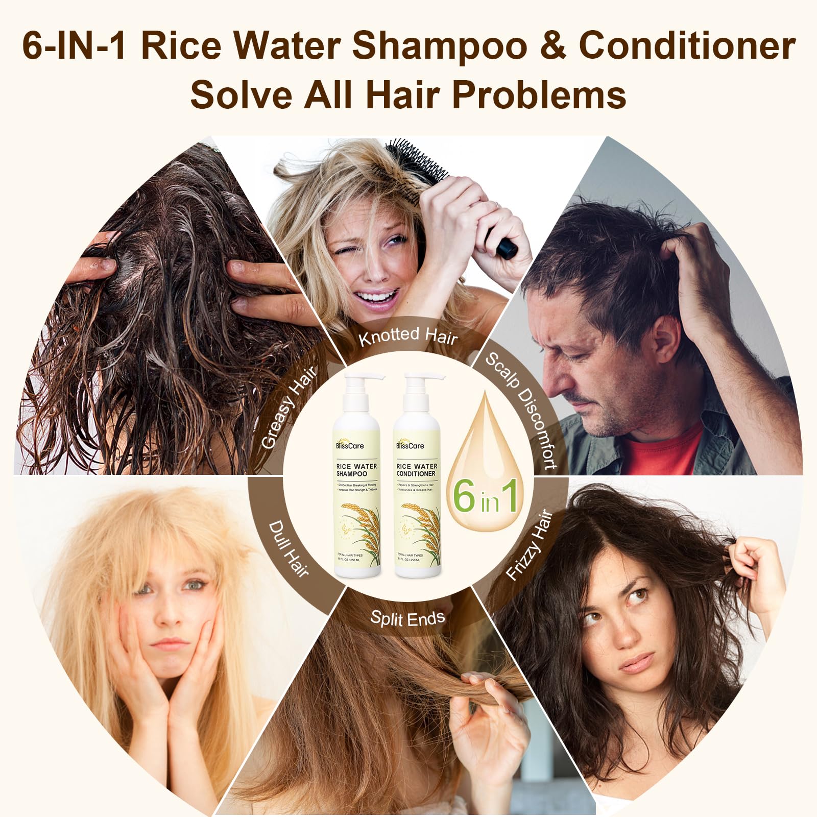 BlissCare rice water hair-gloss close-up radiant shine