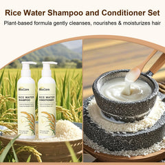 BlissCare rice water shampoo lather close-up shows lush cleansing foam
