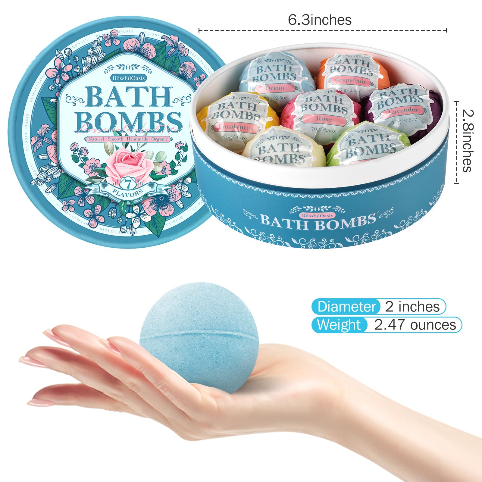 BlissfulOasis eucalyptus bath bomb refreshes skin and clears mind during bath ritual.