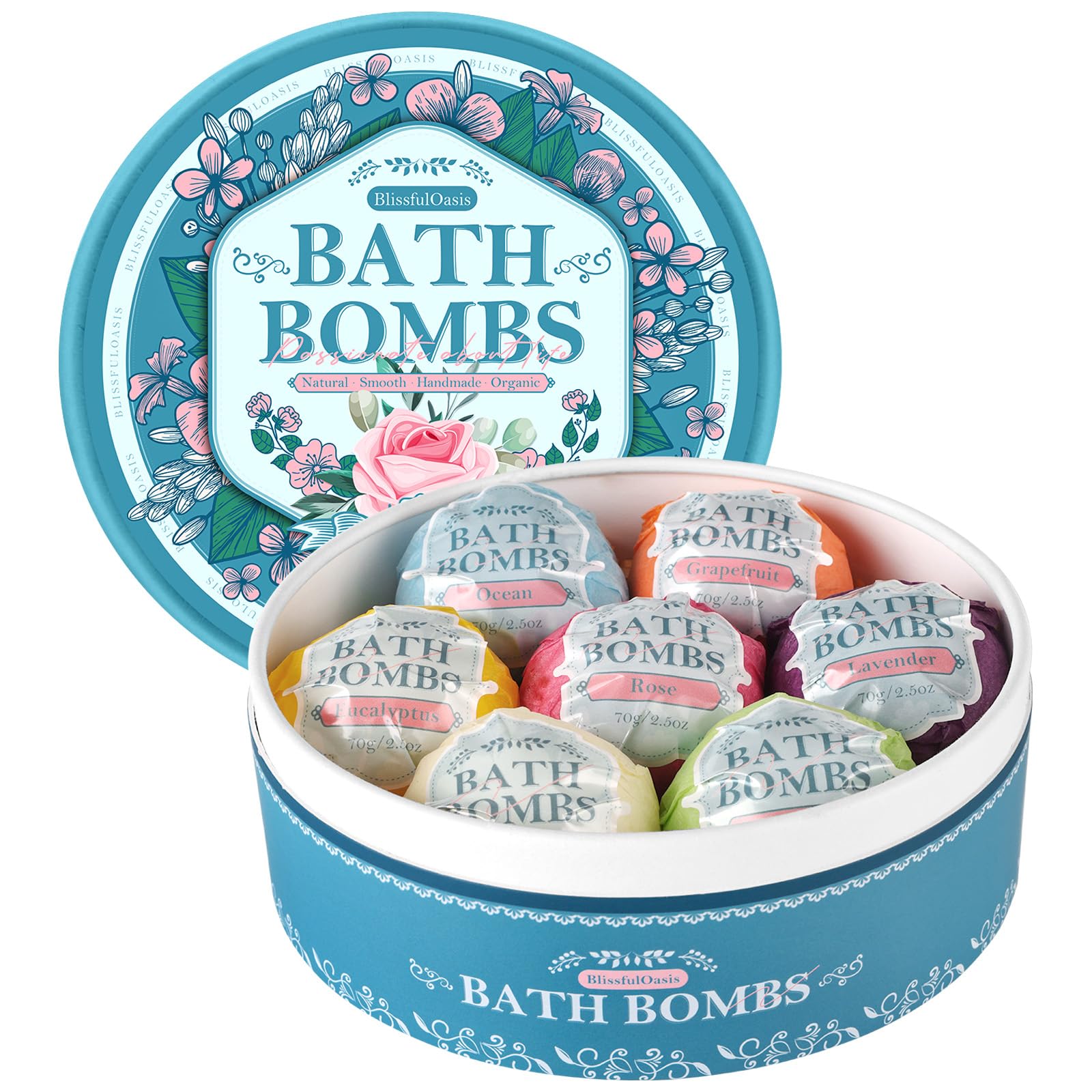 BlissfulOasis peppermint bath bomb promotes invigorating relaxation and spa-like aromatics.